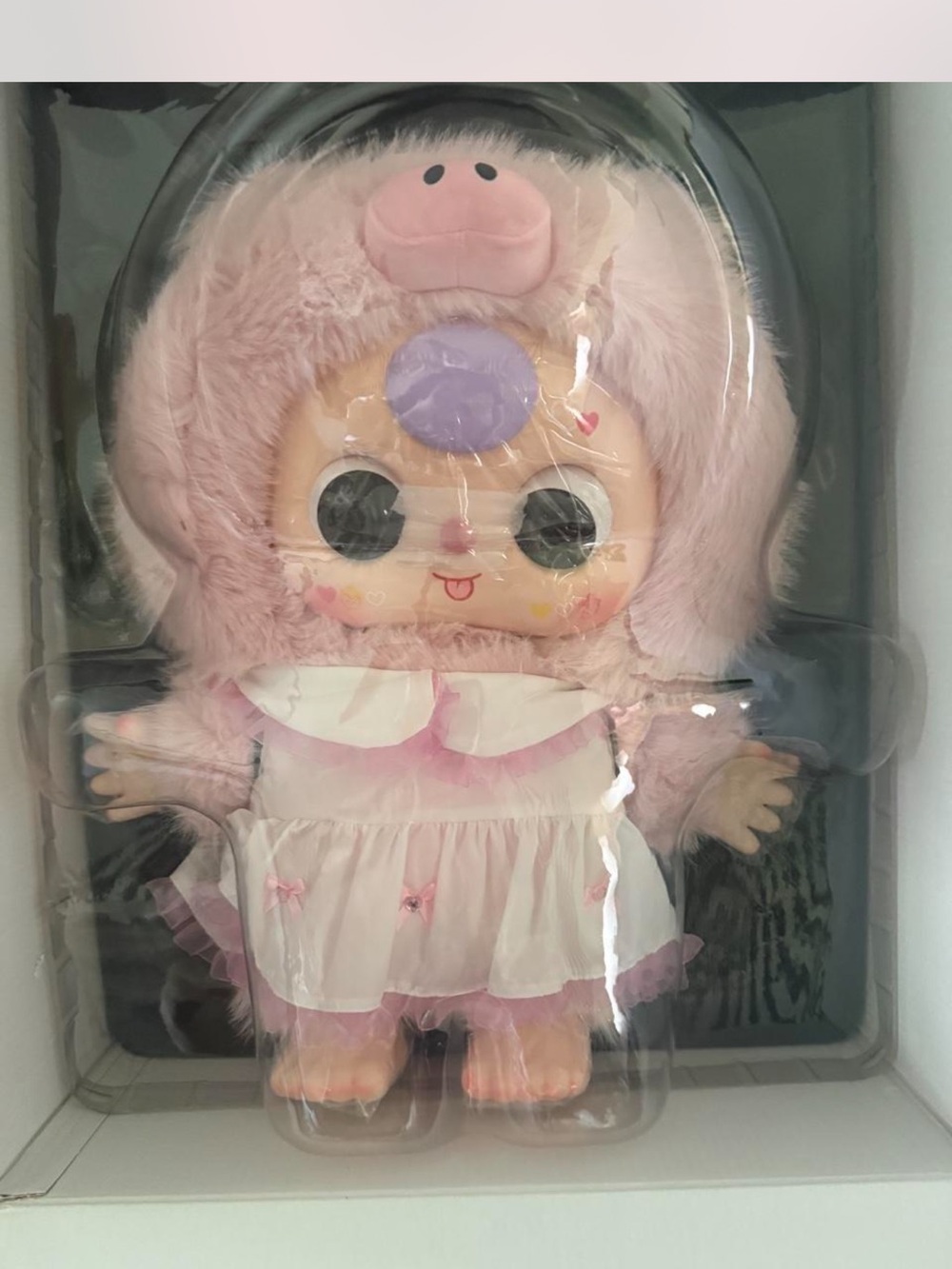 Plush Pink Character Doll in Animal Hood by